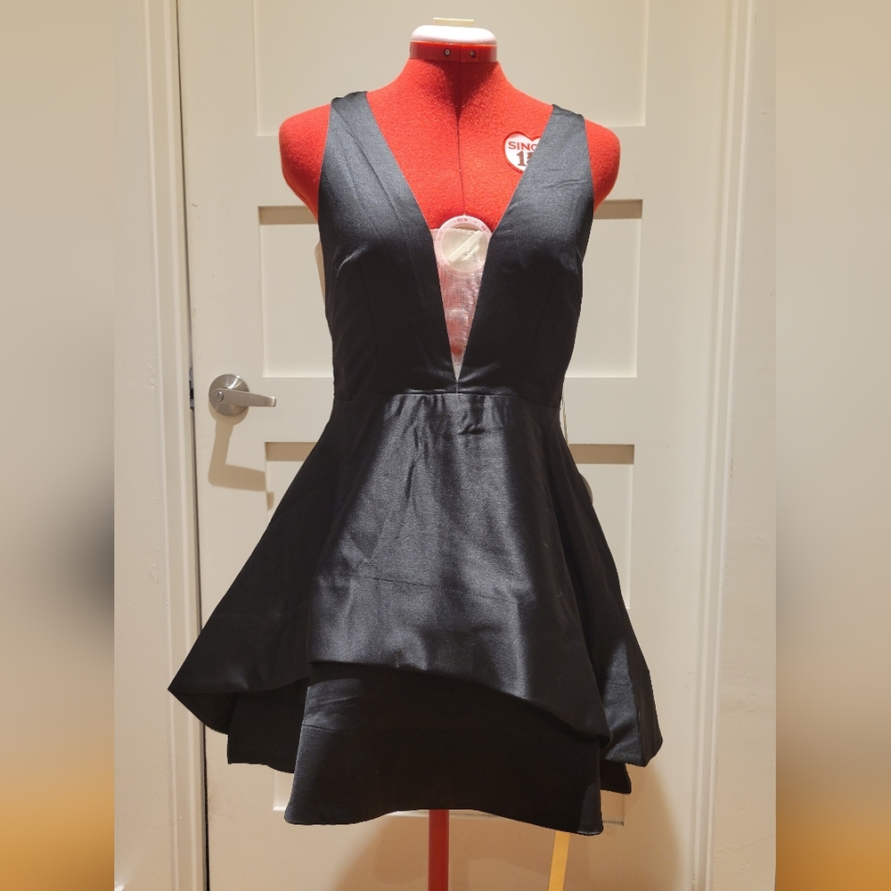 Luxxel satin mini cocktail dress - medium black